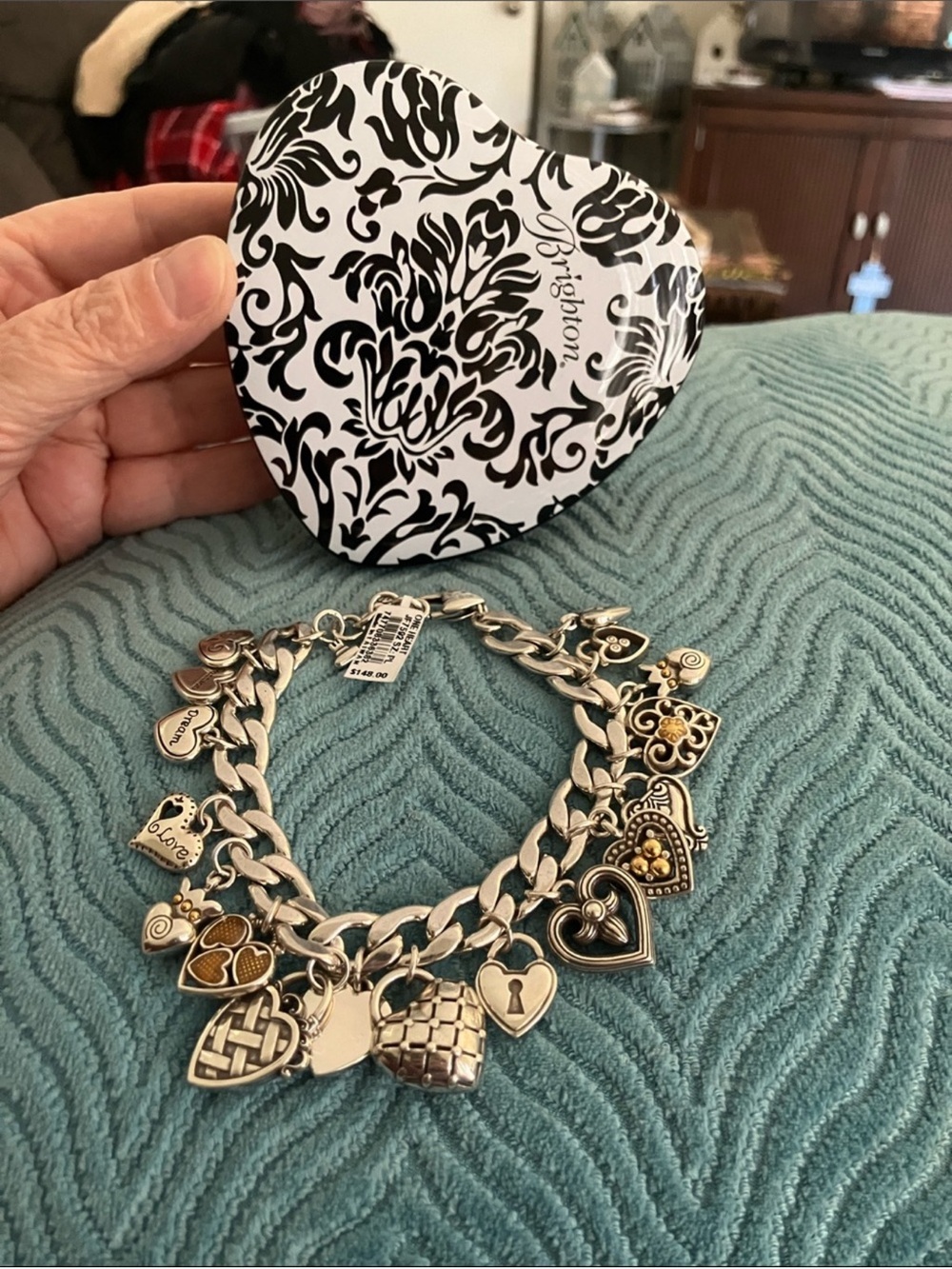 Brighton Silver and Gold Tone Heart Charm Bracelet NWT - Picture 8 of 8